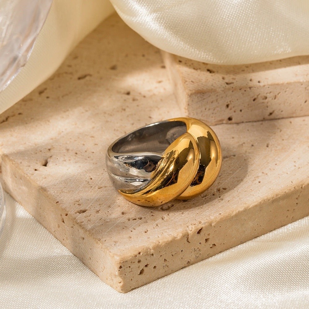 Anthropologie x Uncommon James Silver & Gold Plated Chunky Ring Size 7 NEW